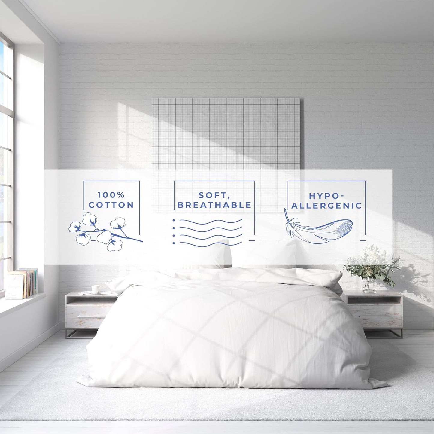 Kotton Culture Oversized King Duvet Cover Egyptian Cotton Premium Breathable All Season Comforter Cover 120 X 98 Inches with Zipper Closure & Corner Ties 600 TC Soft (Oversized King, White)