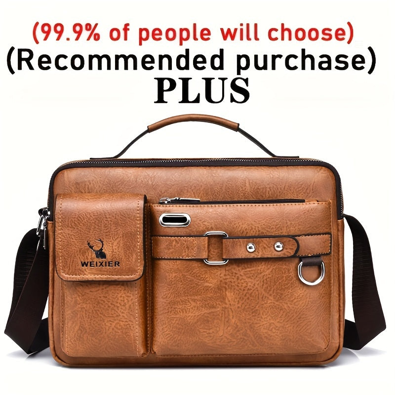 【WEIXIER】 Men's PU Material Crossbody Bag Men's Business Crossbody Bag Portable Shoulder Bag Casual Bag Men's Bag Gift For Father /Anniversary