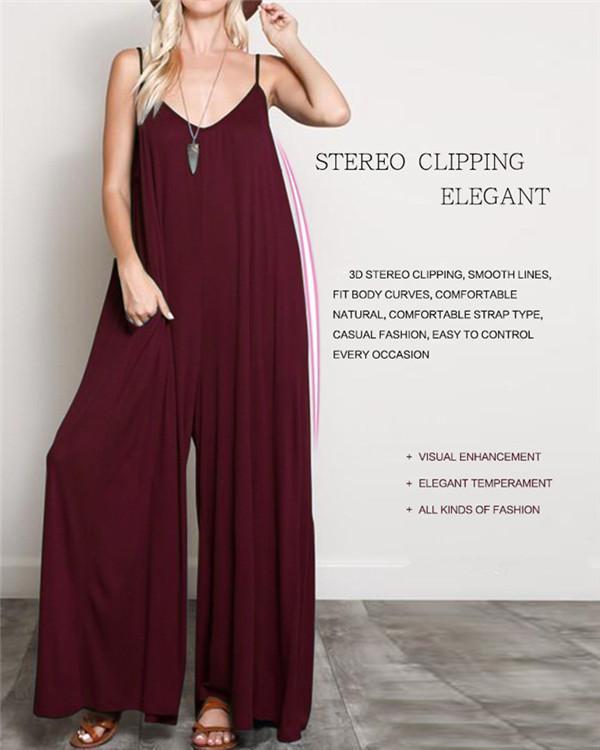 women's casual v-neck sleeveless oversized jumpsuit