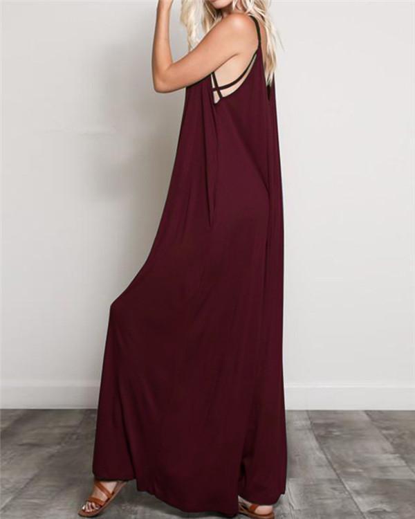 women's casual v-neck sleeveless oversized jumpsuit