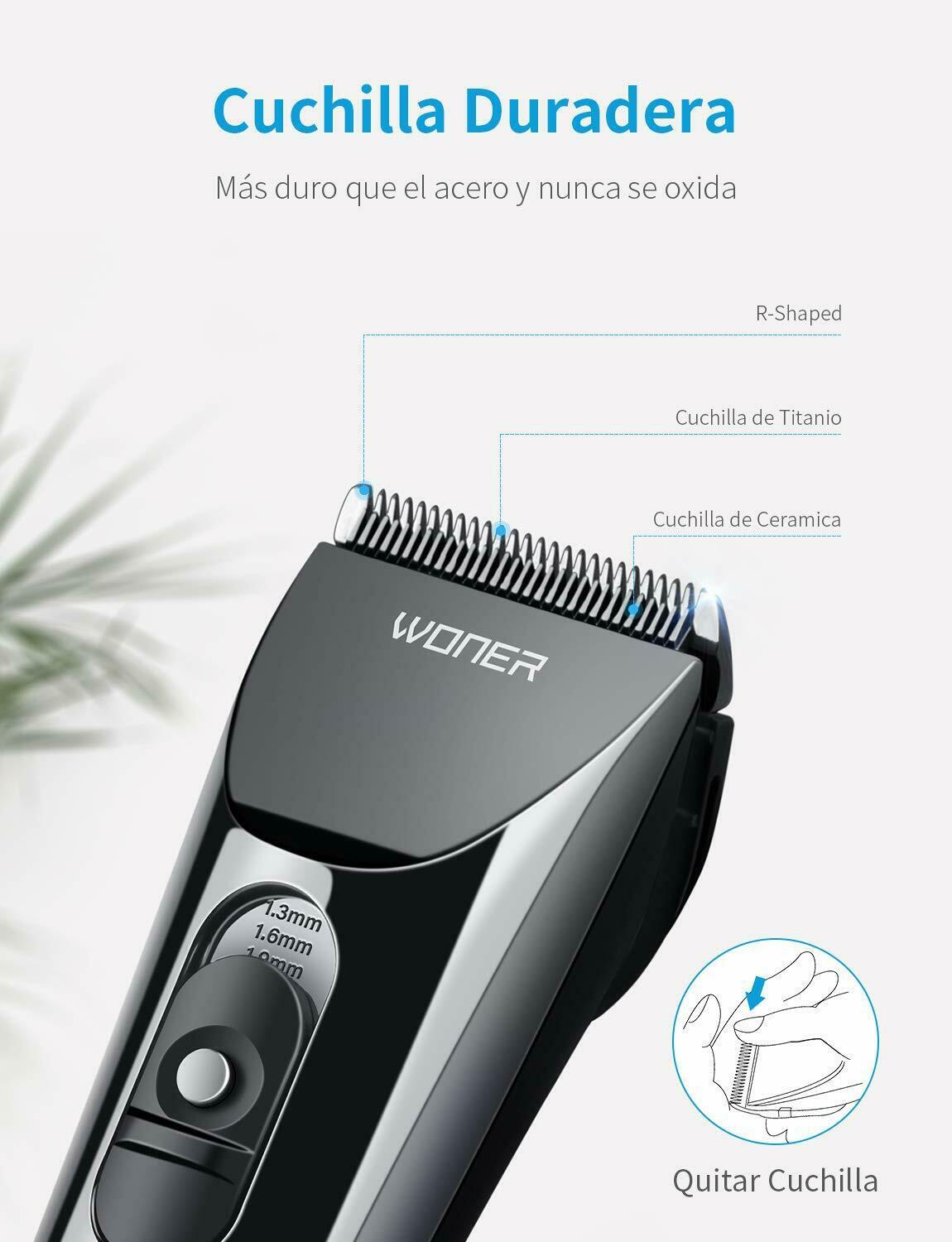 Woner Hc-827b Trimmer Professional Mens Turbo 2 Speed Rechargeable LED