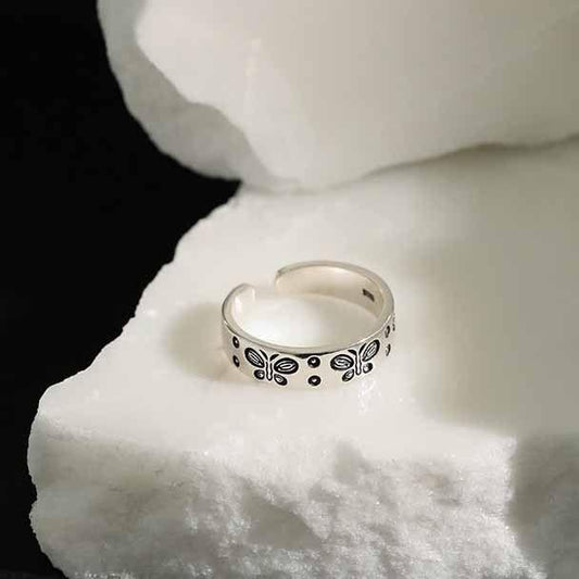 vintage butterfly 925 sterling silver adjustable ring