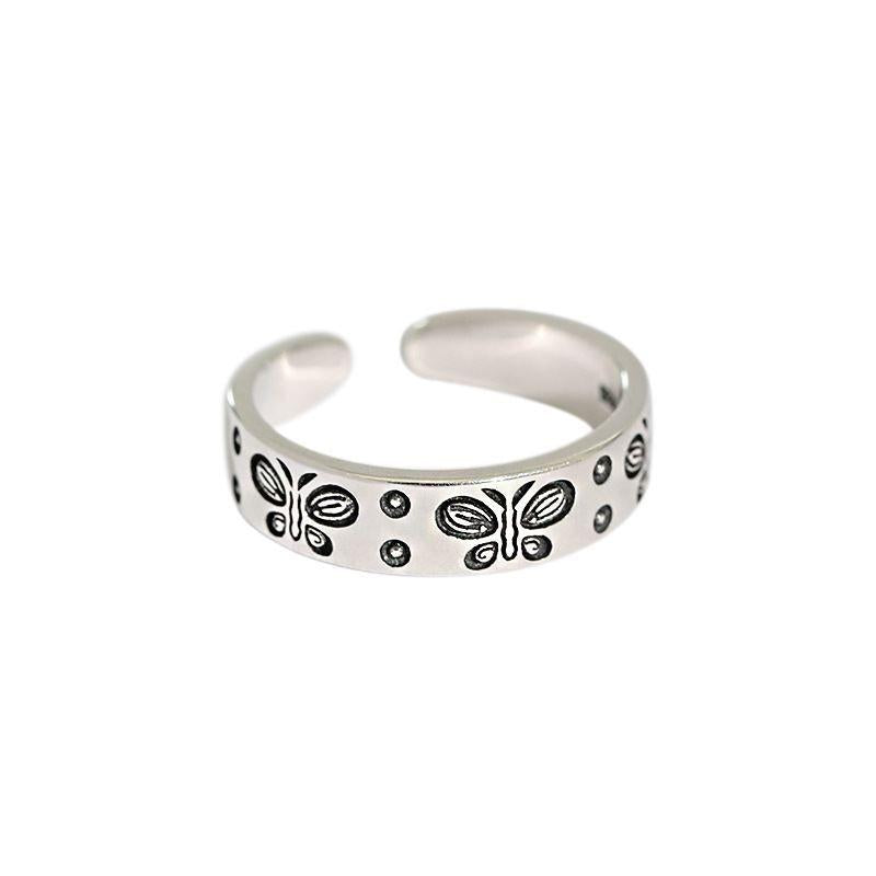 vintage butterfly 925 sterling silver adjustable ring
