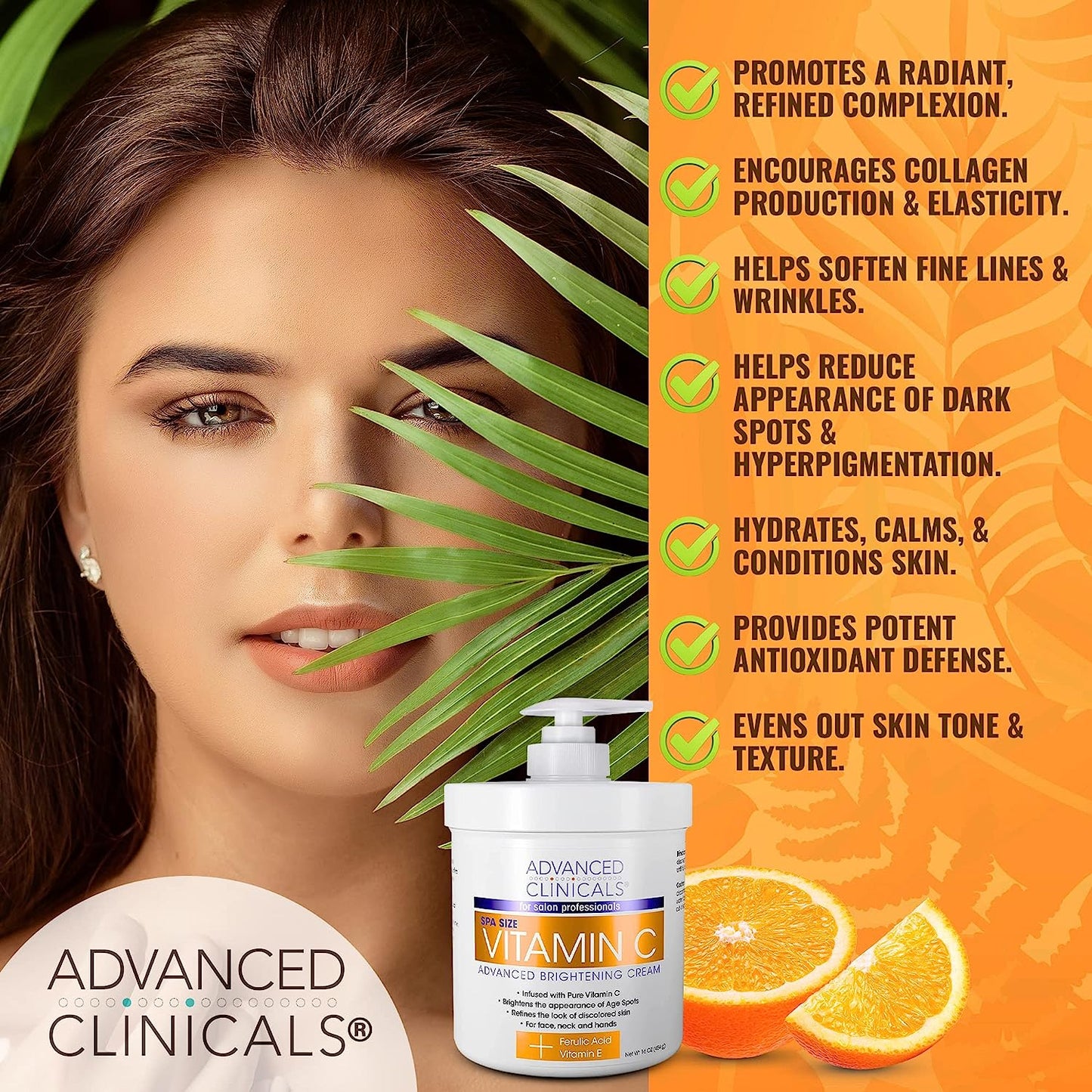 Advanced Clinicals Vitamin C & Manuka Honey Moisturizer Set - Anti Aging Body & Face Creams for Dry Skin, Wrinkles, 16 Oz (2-Pack)