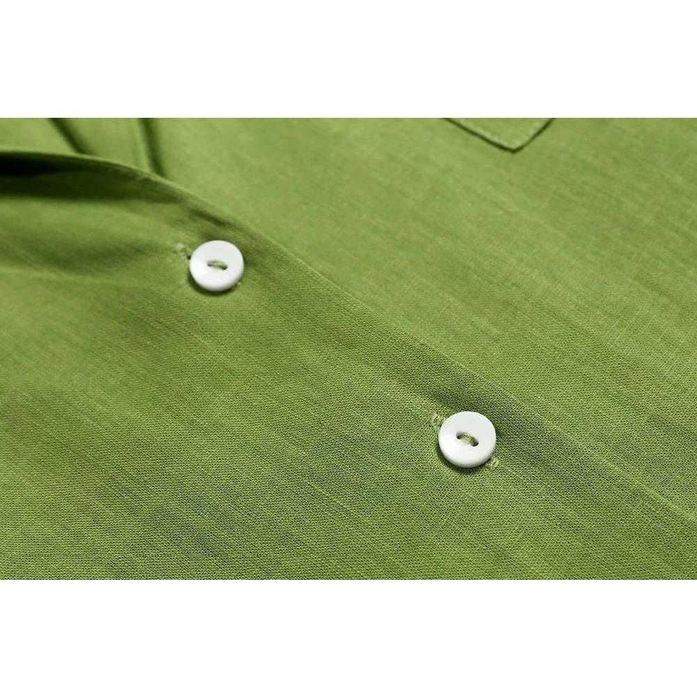 vintage turn down collar short sleeve blouse