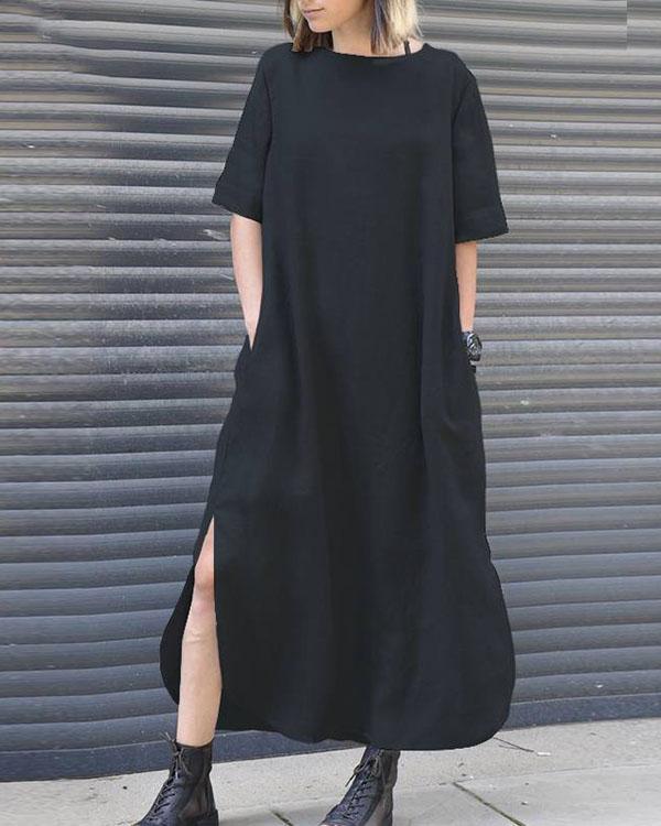 womens casual summer solid long shirt dress