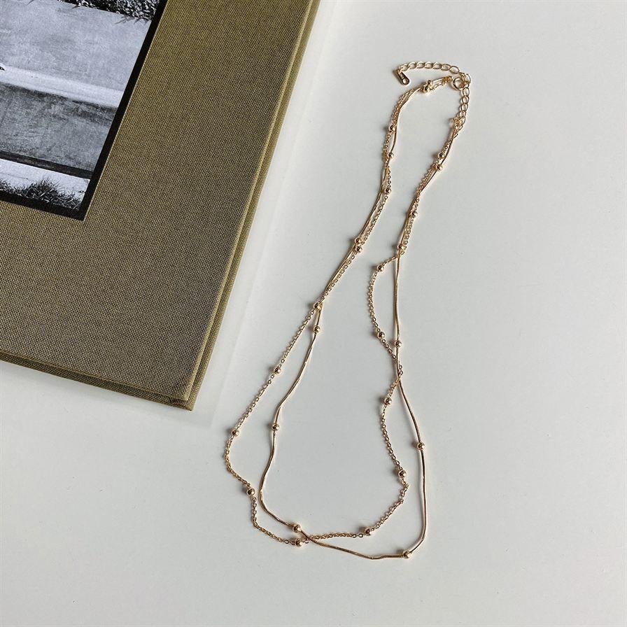 women double layer beads snake chain 925 sterling silver necklace