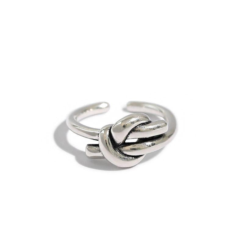 vintage heart knot 925 sterling silver adjustable ring