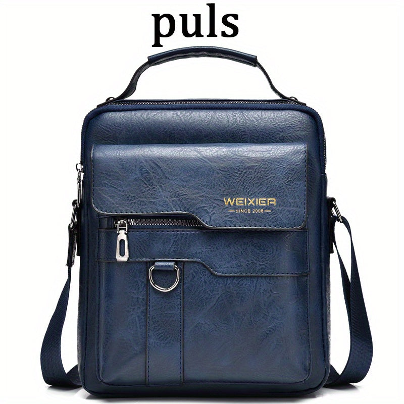 WEIXIER 1/2pcs Crossbody Bag, Men's Shoulder Bag, Retro Faux Leather Vertical Business Casual Satchel Bag, Men's Gift For Father/Anniversary