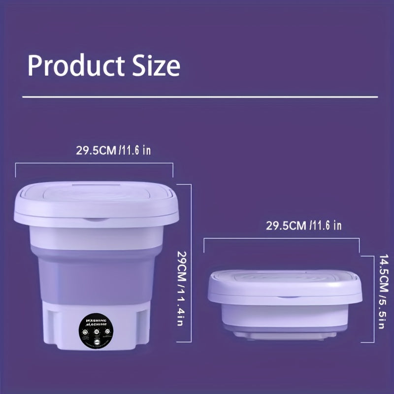 8L Foldable Mini Washing Machine: Fully Automatic Portable & Compact For Baby & Toddler Clothes, Underwear, Panties & Socks!