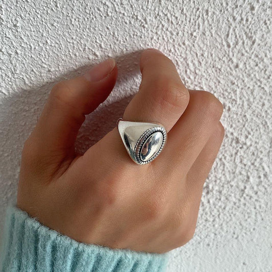 vintage oval simple 925 sterling silver adjustable ring