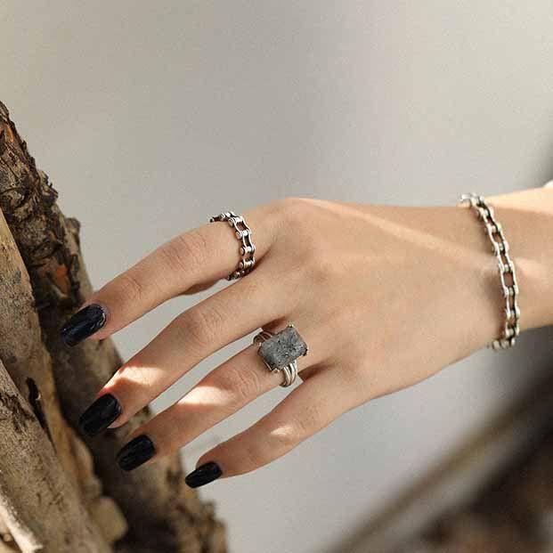 vintage bicycle chain 925 sterling silver ring