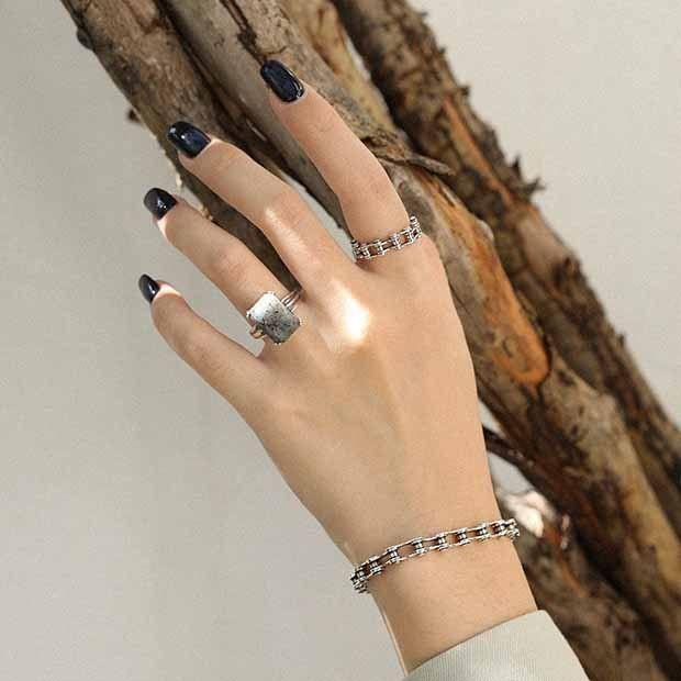 vintage bicycle chain 925 sterling silver ring