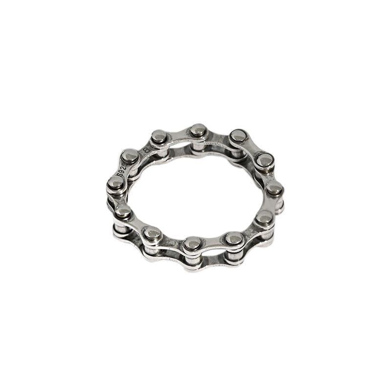 vintage bicycle chain 925 sterling silver ring