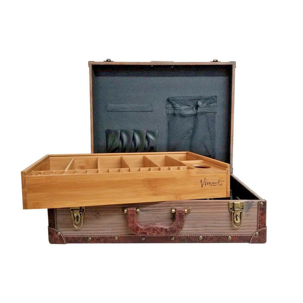 Vincent Nostalgic Barber Clipper Trimmer Blade Tool Case Vt10151 Wood