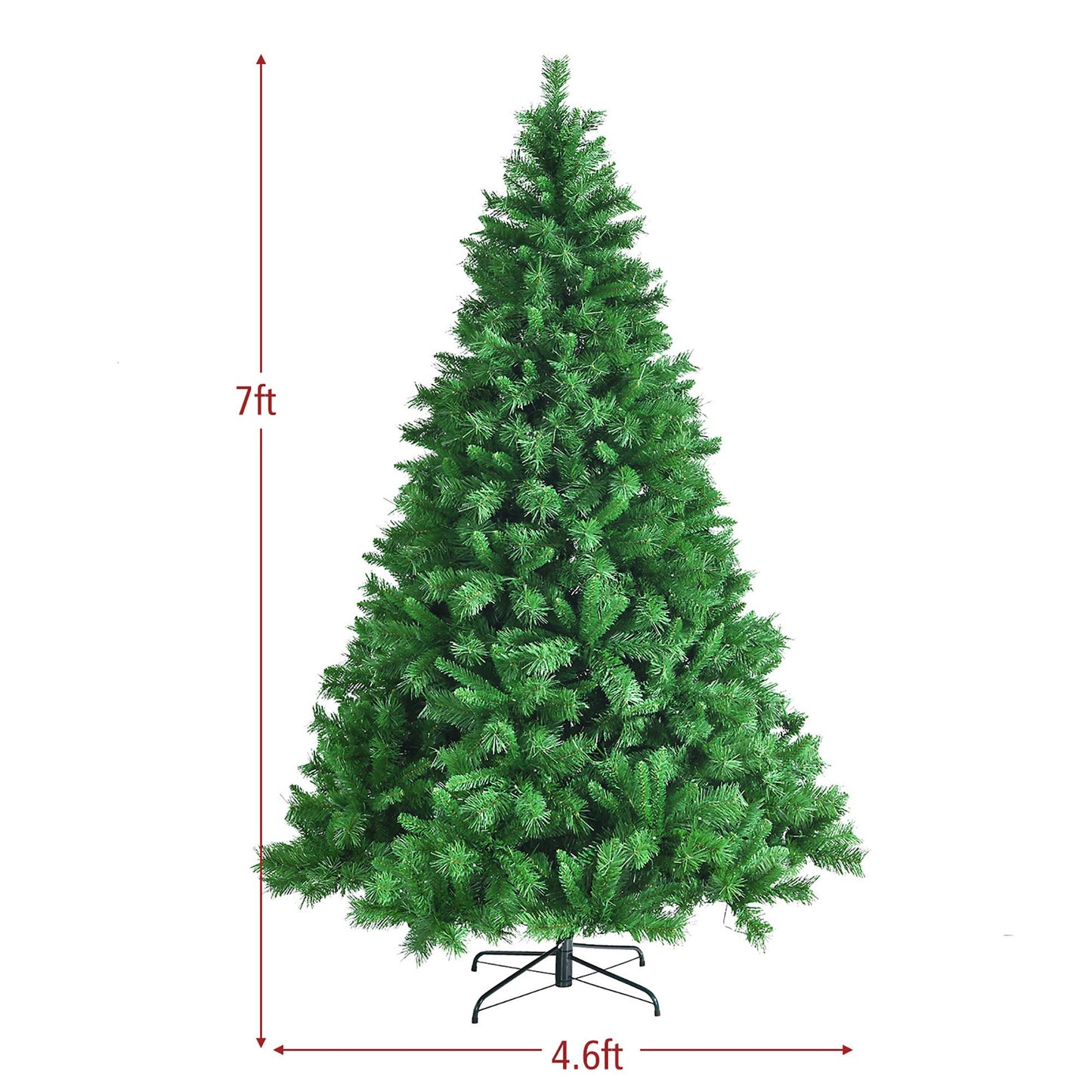 7ft Pre-Lit Artificial Hinged Christmas Tree w/8 Modes LED Lights and Foot Pedal