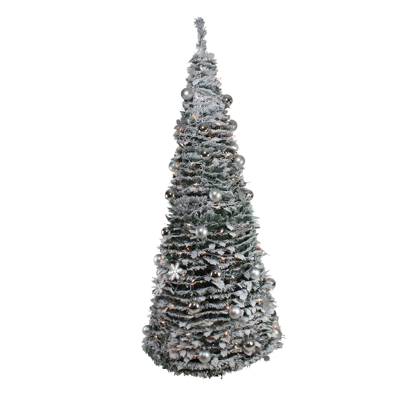 6' Pre-Lit Silver Tinsel Pop-Up Artificial Christmas Tree - Clear Lights