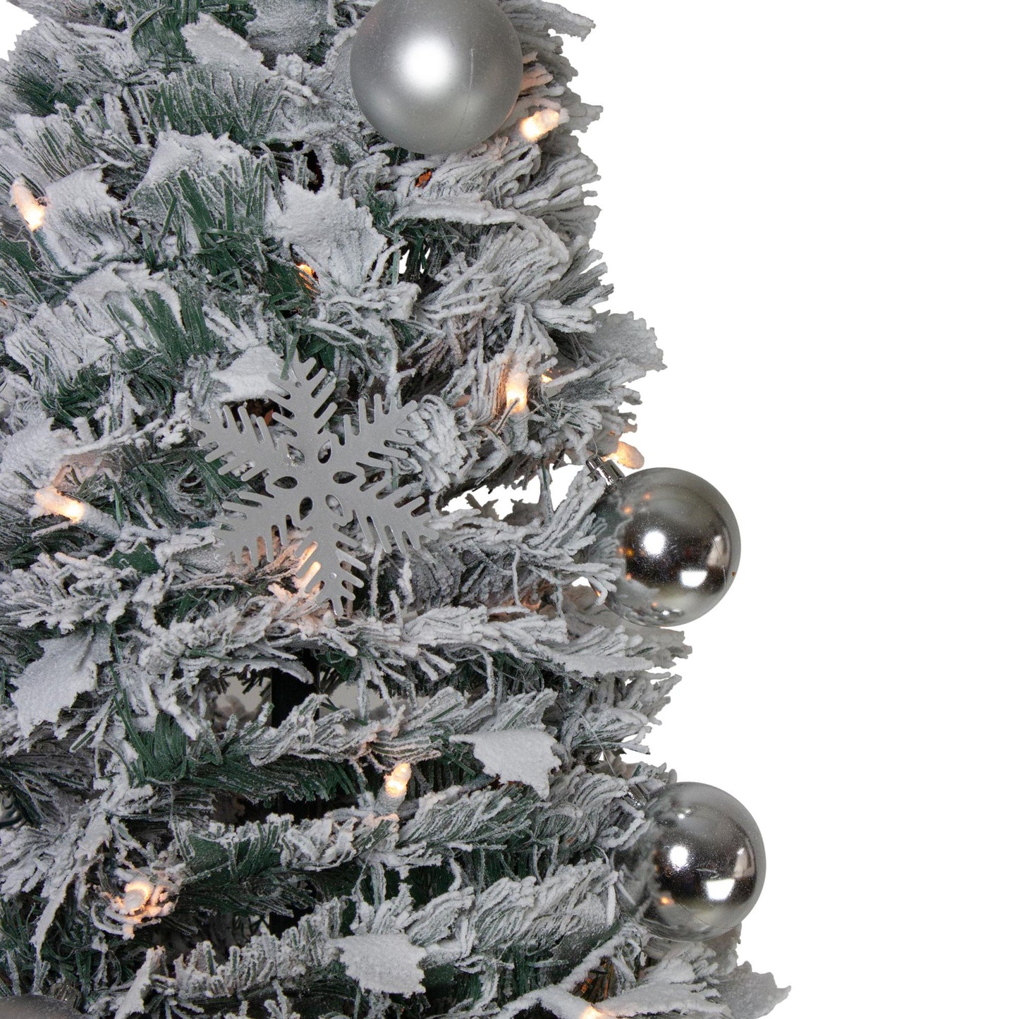 6' Pre-Lit Silver Tinsel Pop-Up Artificial Christmas Tree - Clear Lights