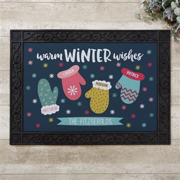 warm winter wishes personalized doormats