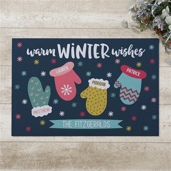warm winter wishes personalized doormats
