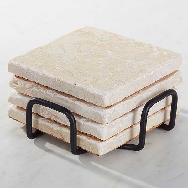 winter wonderland personalized tumbled stone coaster set