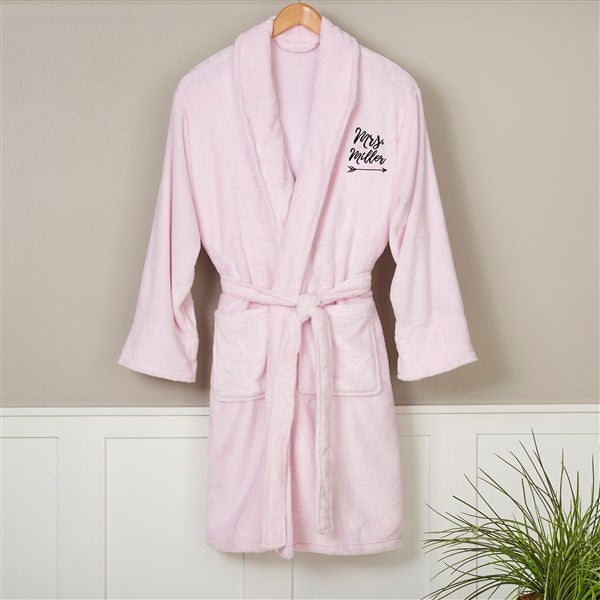 mrs. embroidered luxury pink fleece robe