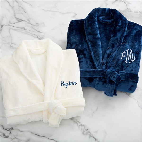 just for him personalized luxury fleece robe- ivory