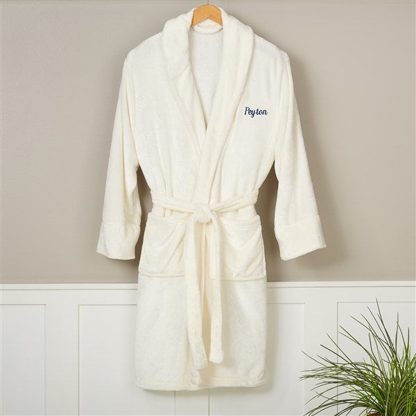 just for him personalized luxury fleece robe- ivory