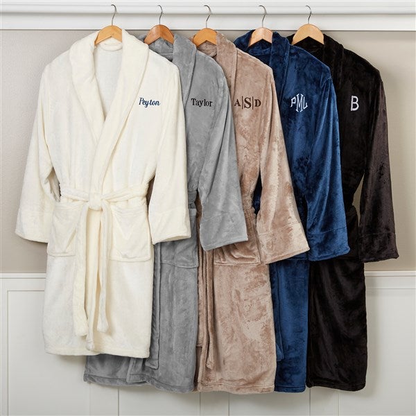 just for him personalized luxury fleece robe- ivory
