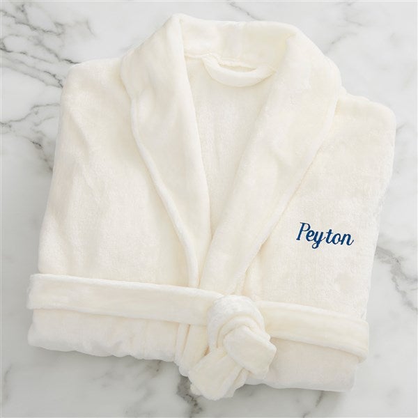 just for him personalized luxury fleece robe- ivory