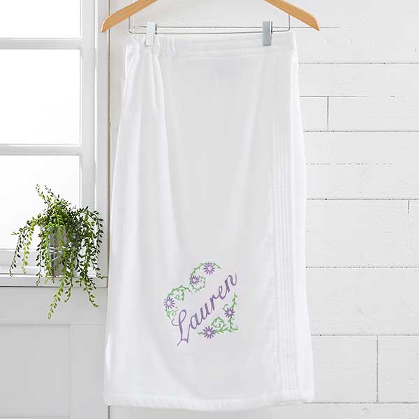 floral heart embroidered towel wrap