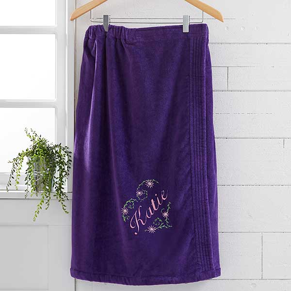 floral heart embroidered towel wrap