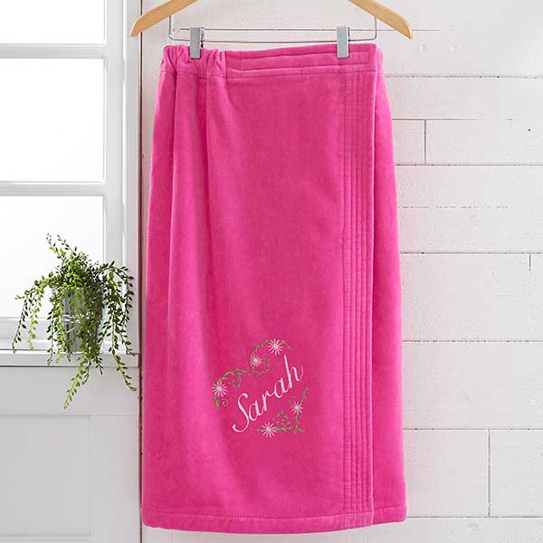 floral heart embroidered towel wrap
