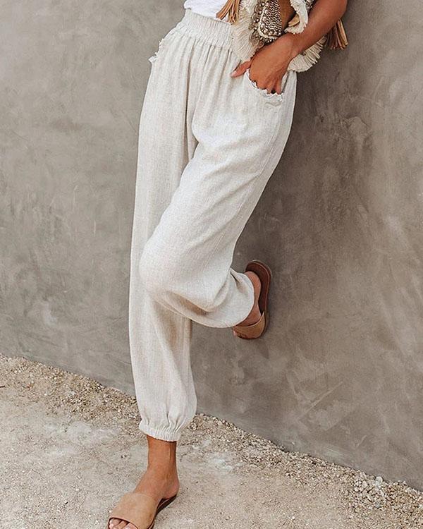 women‘s solid relaxed fit trouser