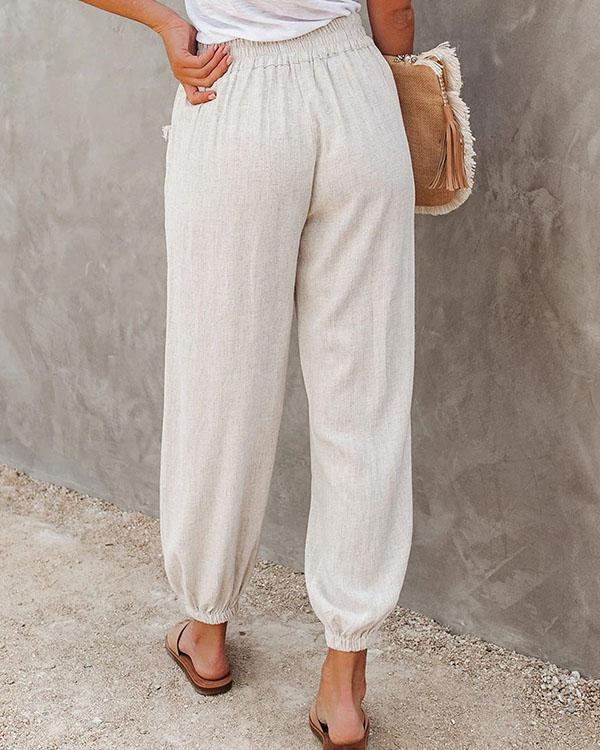 women‘s solid relaxed fit trouser