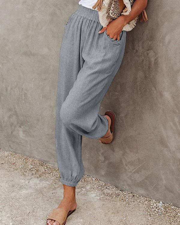 women‘s solid relaxed fit trouser