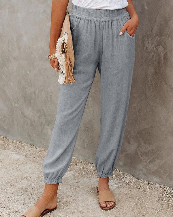 women‘s solid relaxed fit trouser