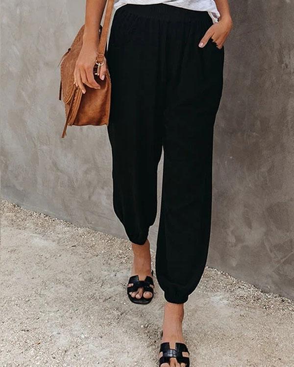 women‘s solid relaxed fit trouser