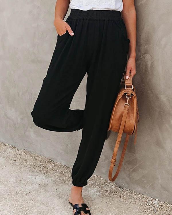 women‘s solid relaxed fit trouser