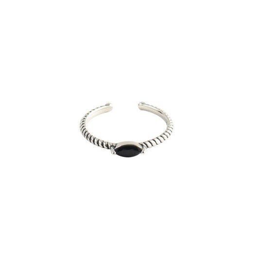vinatge black cz twisted 925 sterling silver adjustable ring