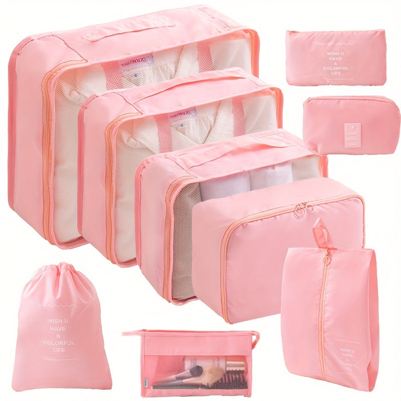 9 Set PacCubes, Lightweight Travel LuggaOrganizer With Shoe Bag, Toiletry Bag & Laundry Bag