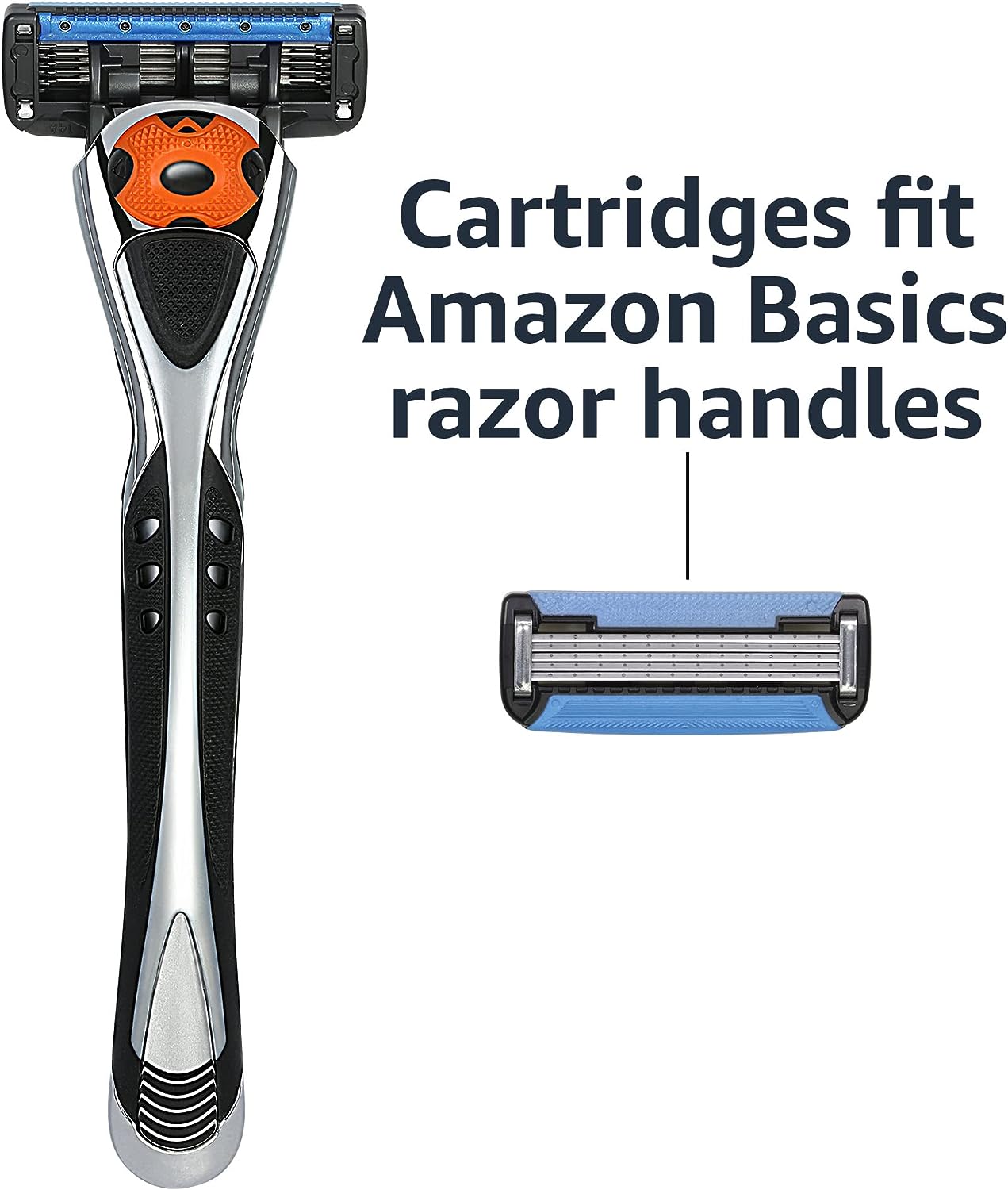 Amazon Basics 5-Blade Motion Sphere Razor for Men with Dual Lubrication and Precision Beard Trimmer, Handle & 2 Cartridges (Fits Amazon Basics Razor Handles only), Black (Previously Solimo)