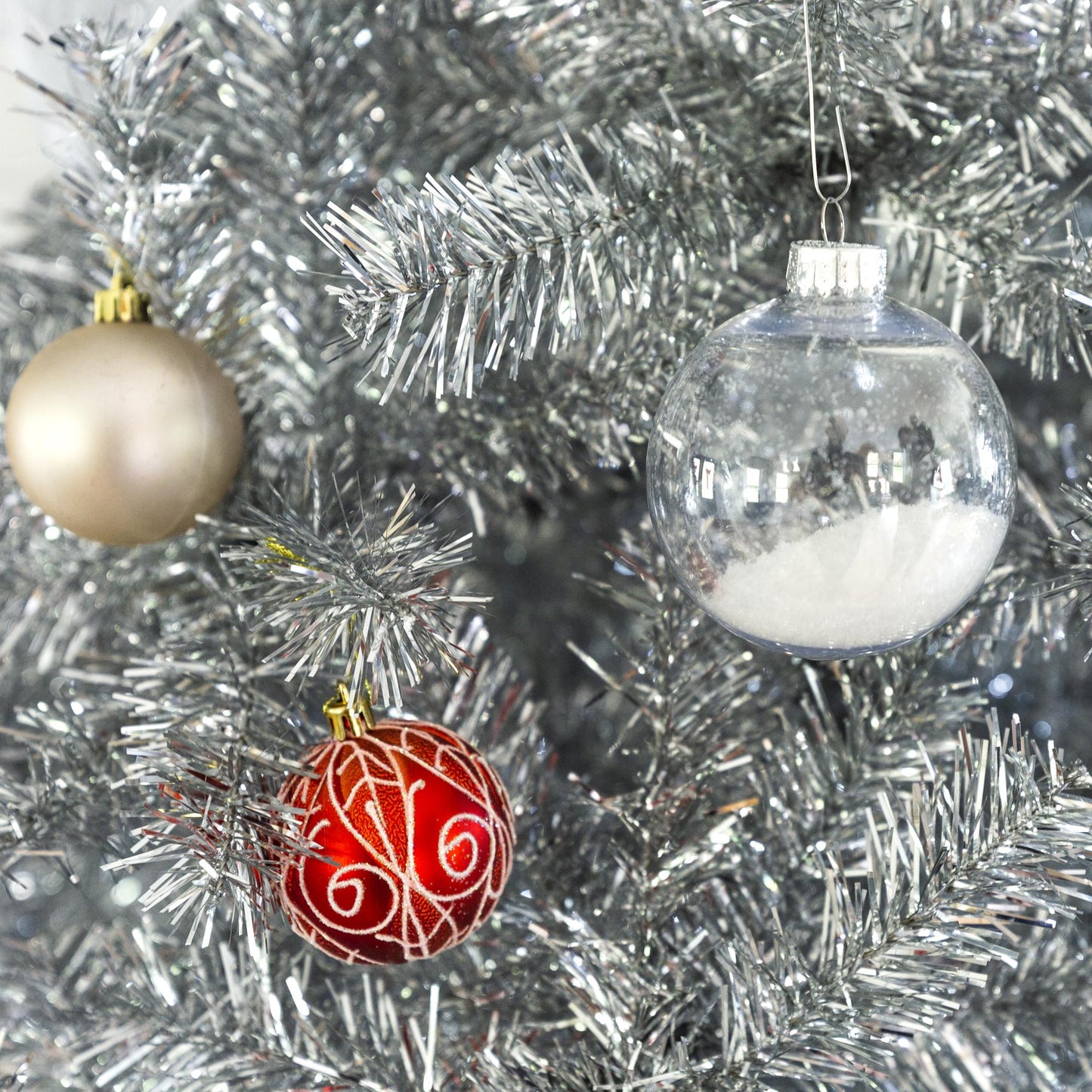 7.5ft Artificial Silver Tinsel Christmas Tree Holiday Decoration w/ 1,749 Branch Tips, Stand