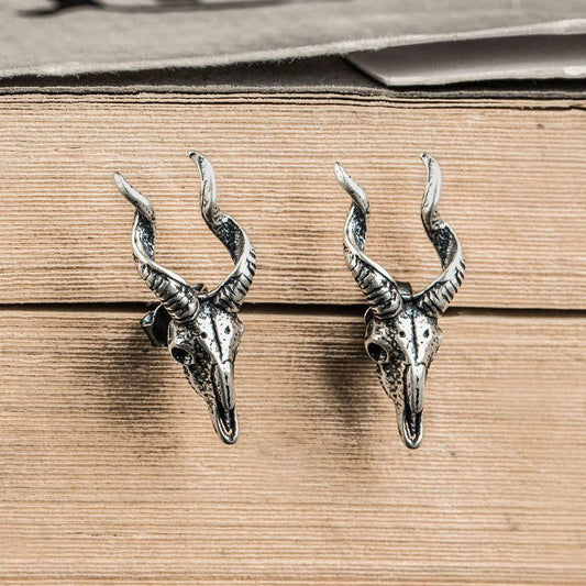 vintage animal sheep head skull 925 sterling silver stud earring(single)