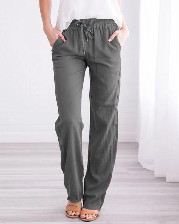 women's linen cotton straight pants