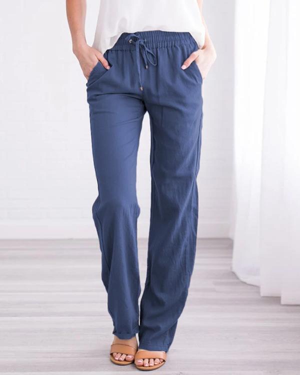 women's linen cotton straight pants