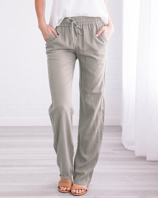women's linen cotton straight pants