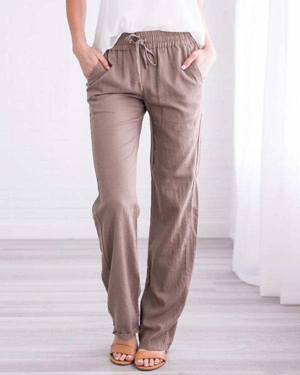 women's linen cotton straight pants