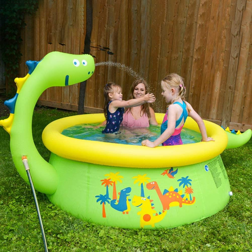 ZXCY Water Spray Swimming Pool Outdoor Dinosaur Paddling Pools Kids Pool Toys Inflatable with Inflator for Outdoor Gardens