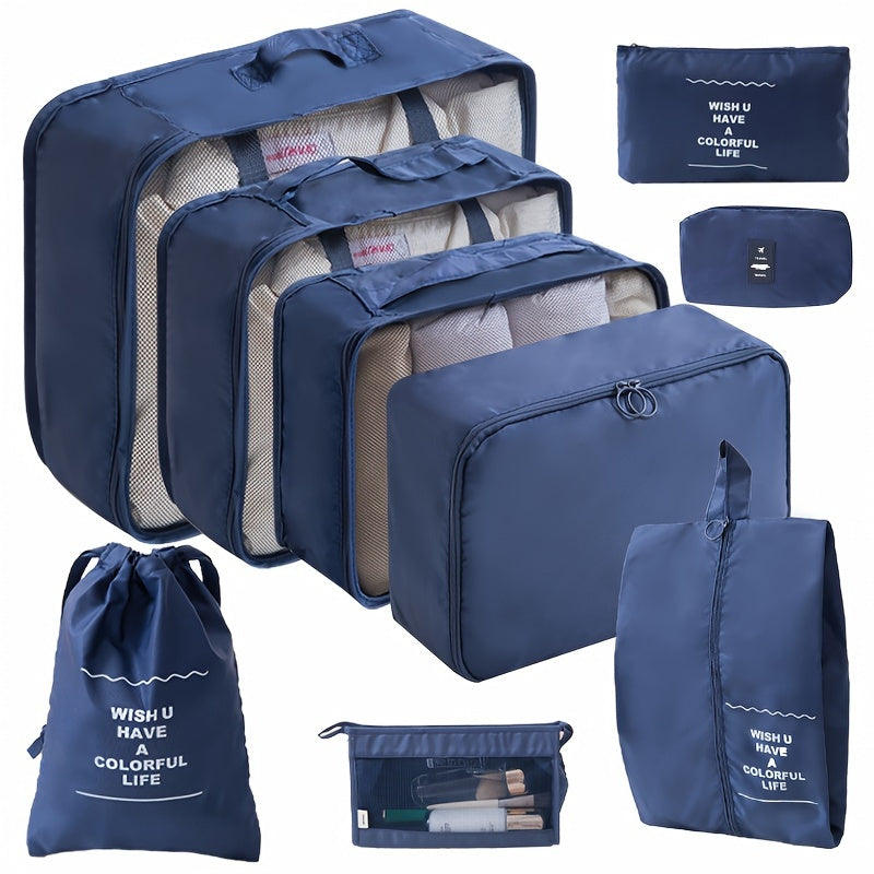 9 Set PacCubes, Lightweight Travel LuggaOrganizer With Shoe Bag, Toiletry Bag & Laundry Bag